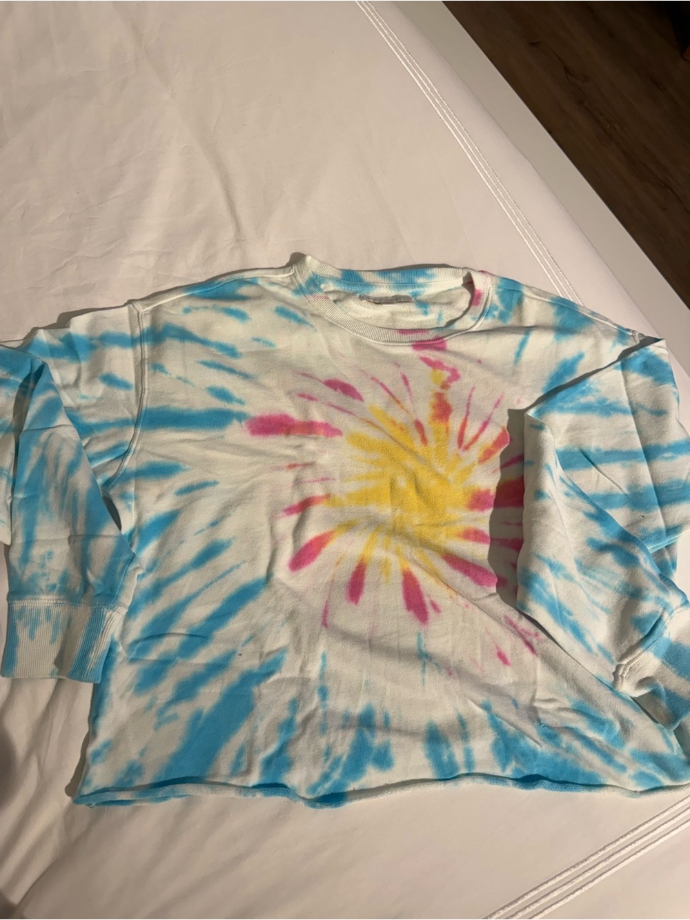 Spiritual Gangster Tie-Dye Crewneck Shirt - Blue, Yellow & Pink - Picture 1 of 2